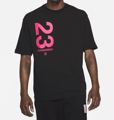 

23 Pink Logo Engineered Men' T-Shirt, Чёрный