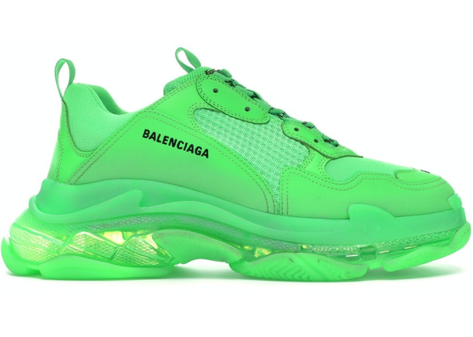 Balenciaga triple s neon green cheap clear sole