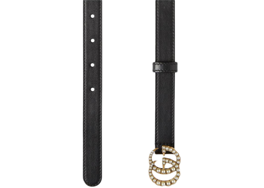 Gucci Gucci Double G Belt Pearl Buckle Black Meet Market