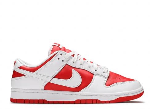 Dunk Low White University Red фото