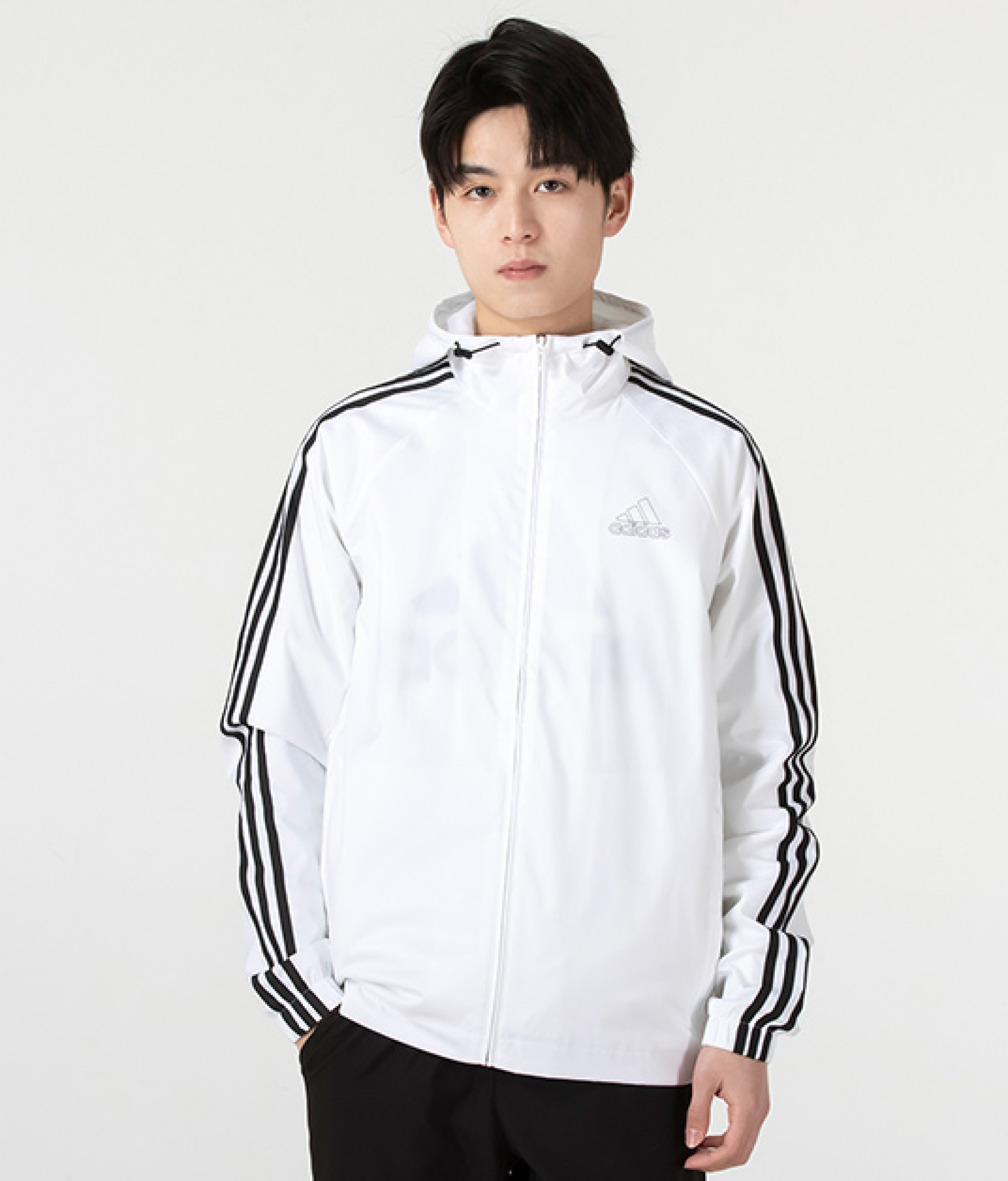 White Classic Stripes Windbreaker фото