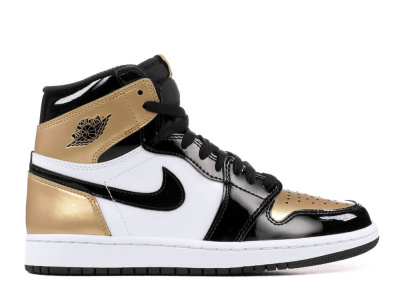 Nike air jordan 1 mid patent black white outlet gold