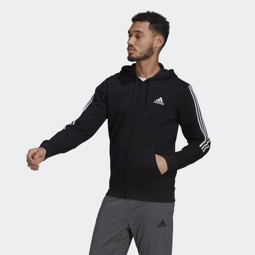 Essential Fleece Cut 3-Stripes Track Jacket Black