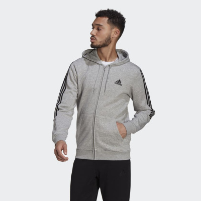 Essential Fleece Cut 3-Stripes Track Jacket Grey