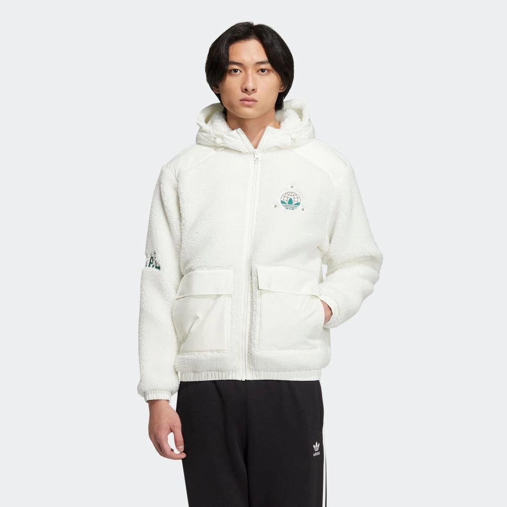 Adidas white sherpa hoodie sale