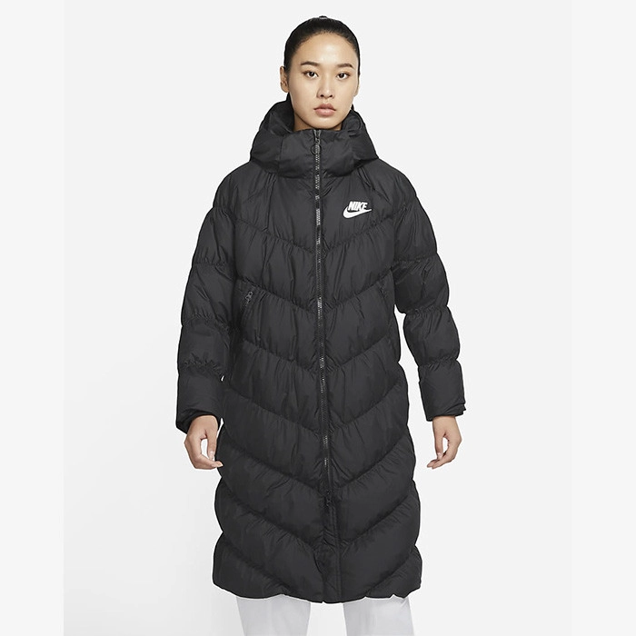 Hooded Down Jacket Very Long Black