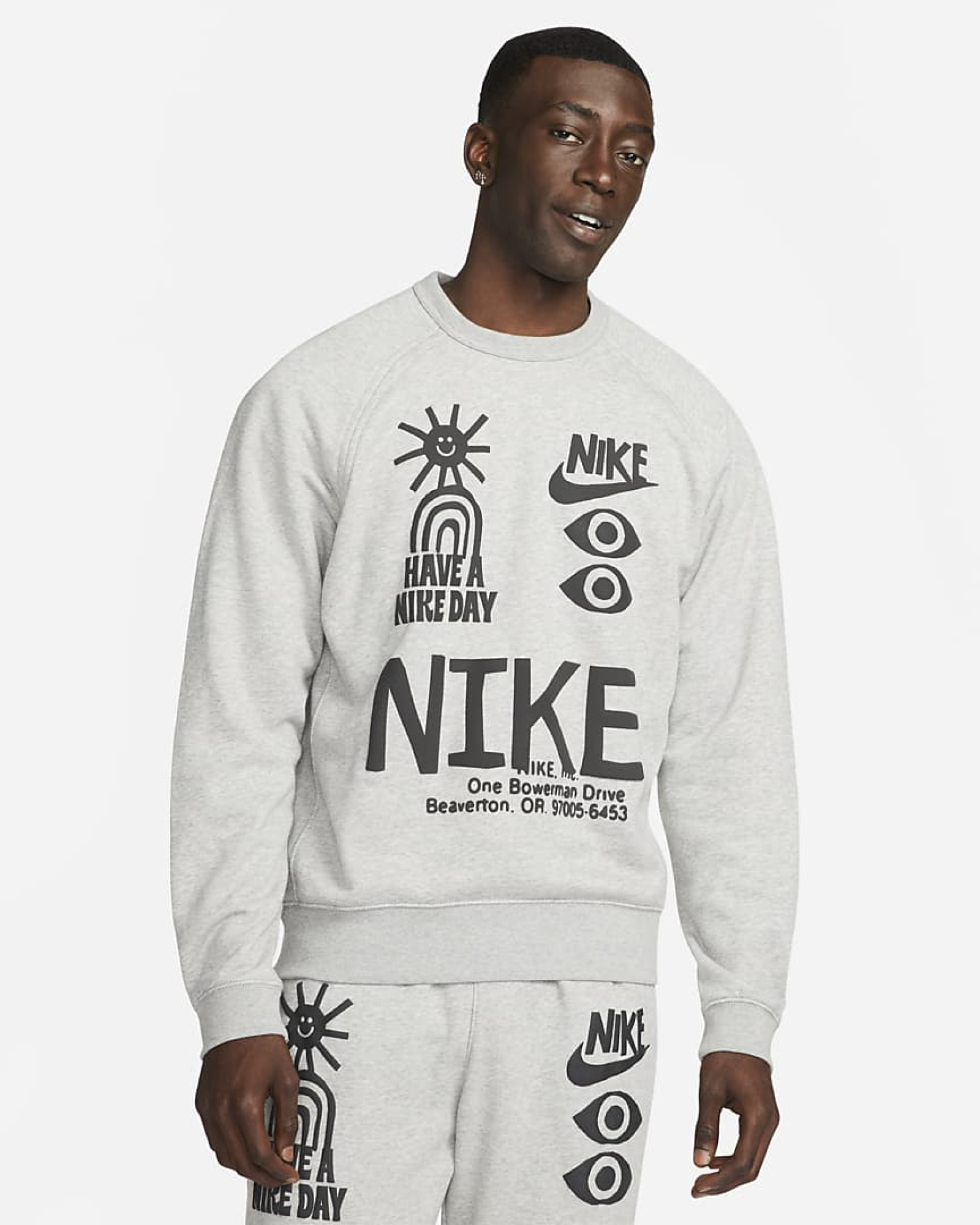 Grey nike crew sale