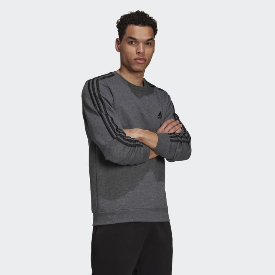 Adidas 3 stripes sweatshirt grey sale