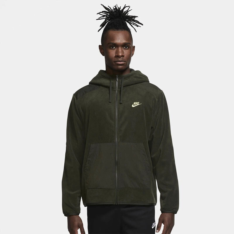 Essential Zip Kangaroo Hoodie Army Green фото