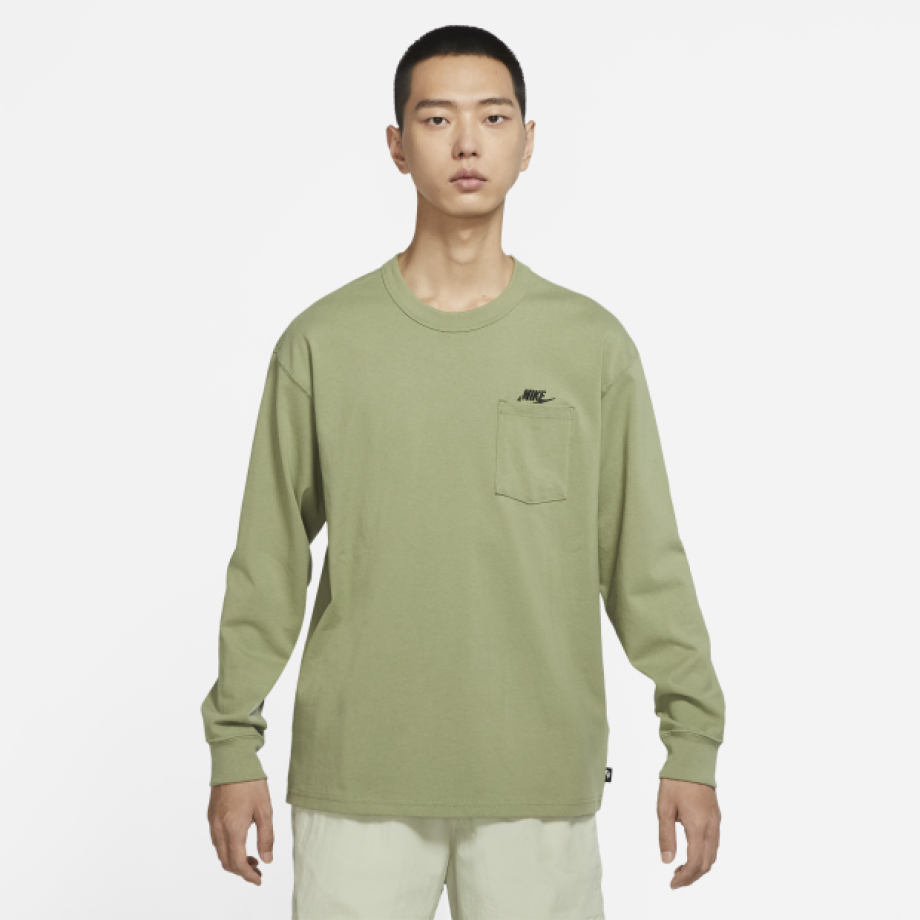 Nike Premium Essential Long Sleeve Tee With Pocket Army Green DR7930334 Meet Market