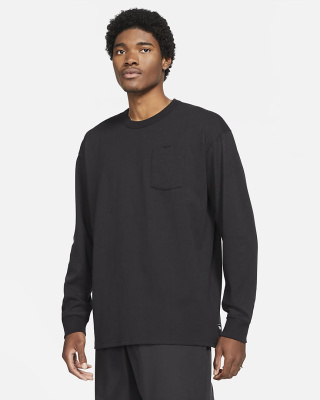

Premium Essential Long Sleeve Tee With Pocket Black, Чёрный