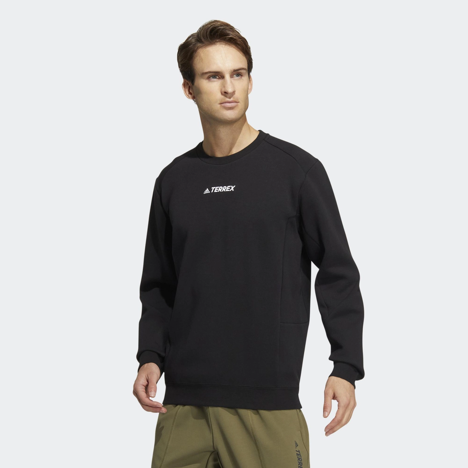 Adidas black 3 stripe sweatshirt sale