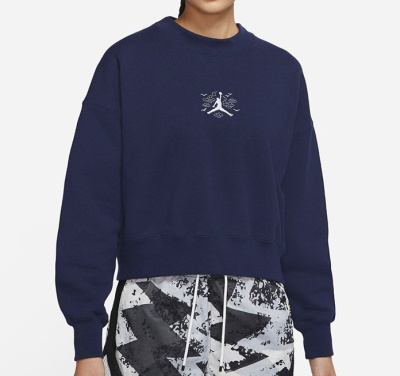 

Oversize Crew Long Sleeve Tee Women Navy Blue, Синий
