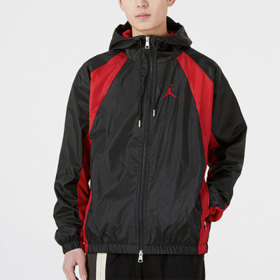 

Casual Hooded Windbreaker Black\Red, Чёрный