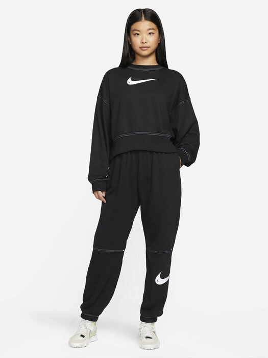 Oversize Swoosh Fleece Sweatshrt Black фото