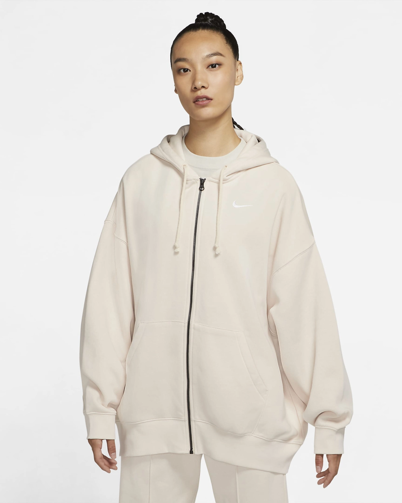 Zip Oversize Kangaroo Light Beige