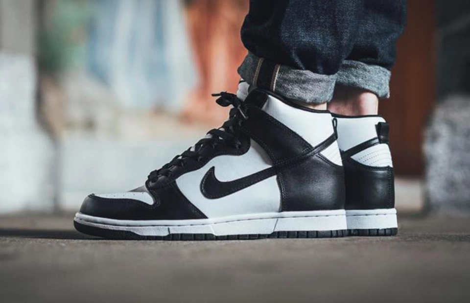 Dunk High Black White фото