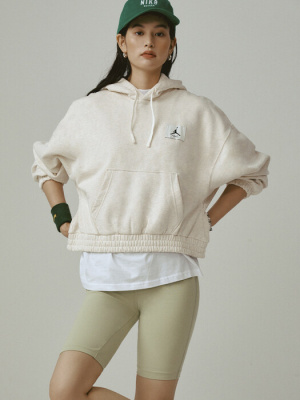 

Fleece Loose Elasticated Hoodie Washed Bige, Бежевый