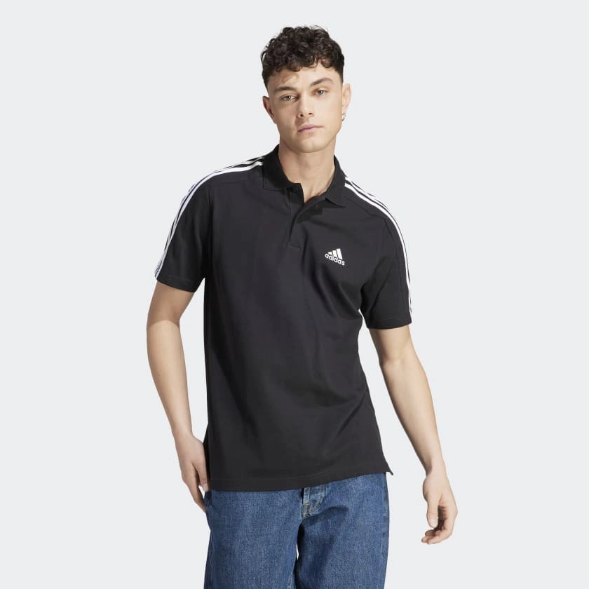 Adidas Essentials 3 Stripes Polo Shirt Black IC9310 Meet Market