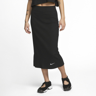 

Ribbed Sports Skirts Long Black, Чёрный