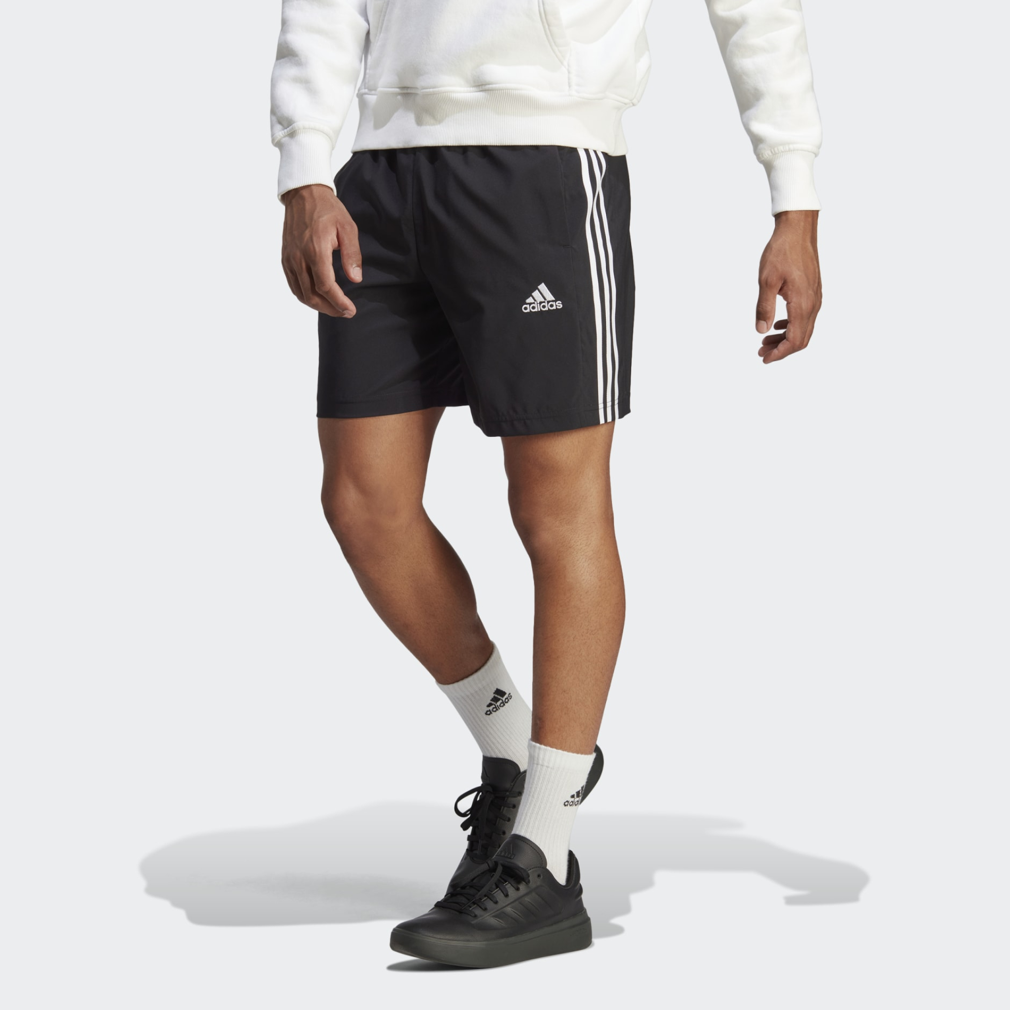 Adidas 3 cheap stripe shorts black