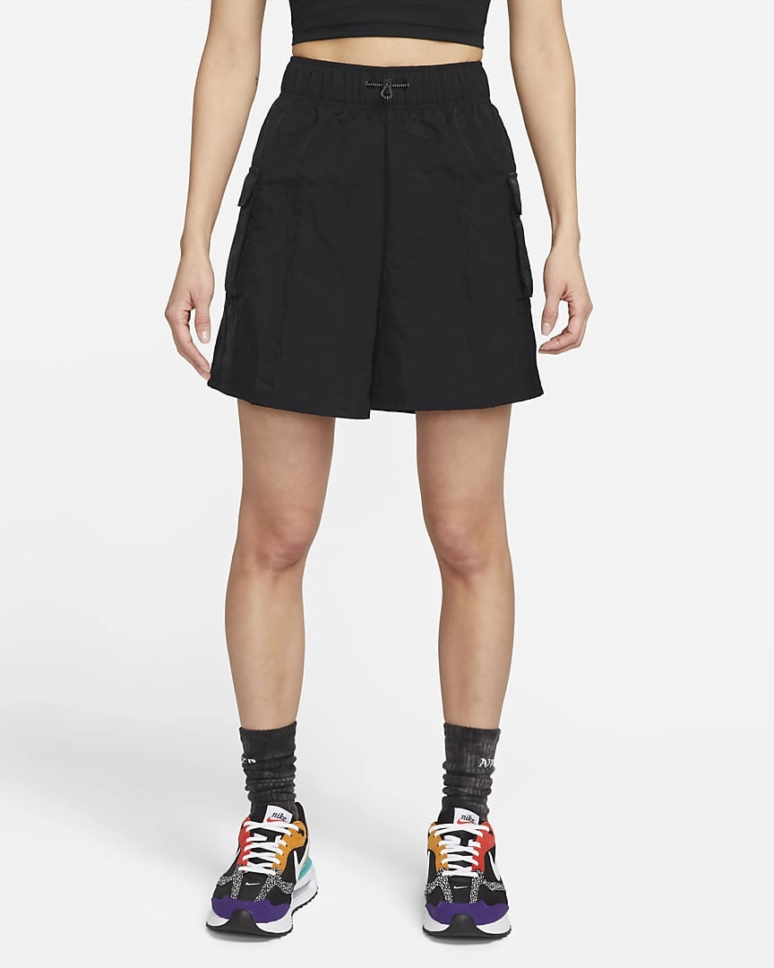 Essentials Woven High-Waisted Shorts Black