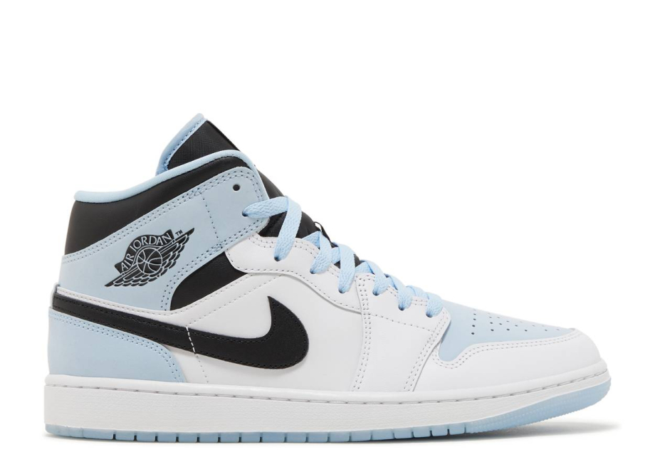 Nike air jordan 1 mid sale blue and white