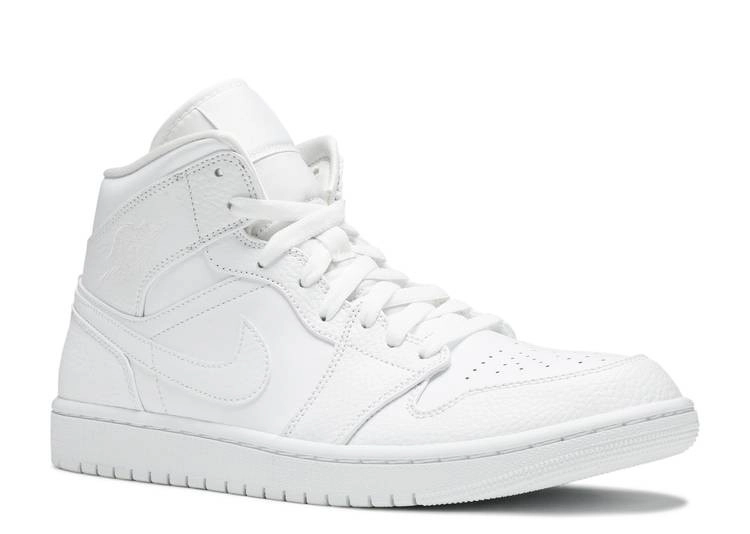 Air Jordan 1 Mid Triple White фото