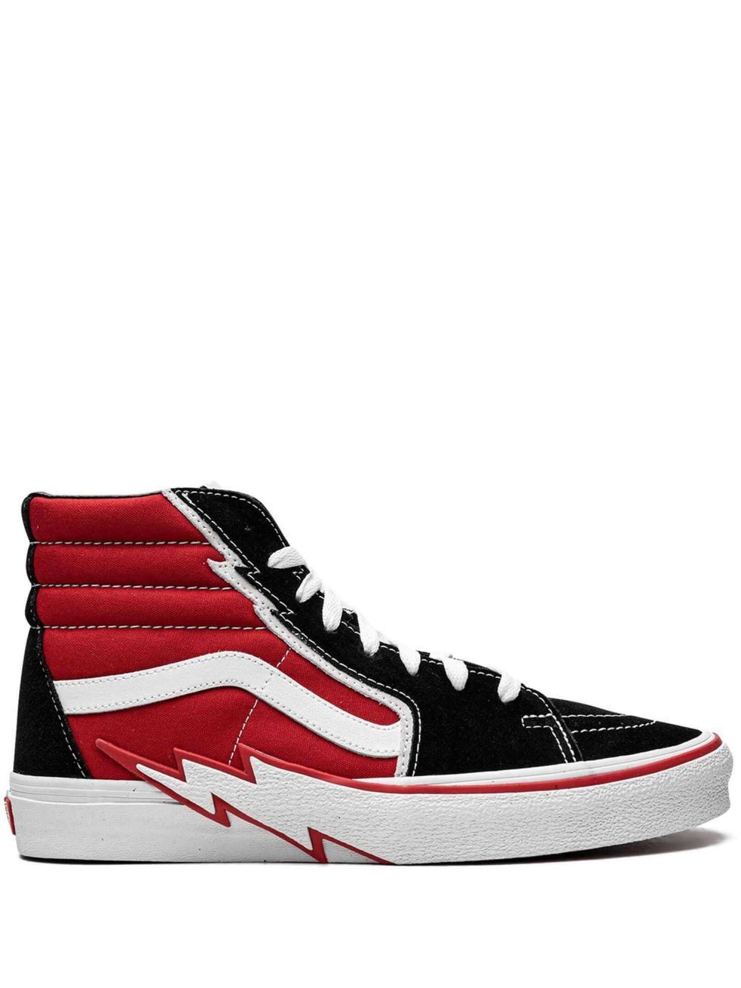 High top red sales and black vans