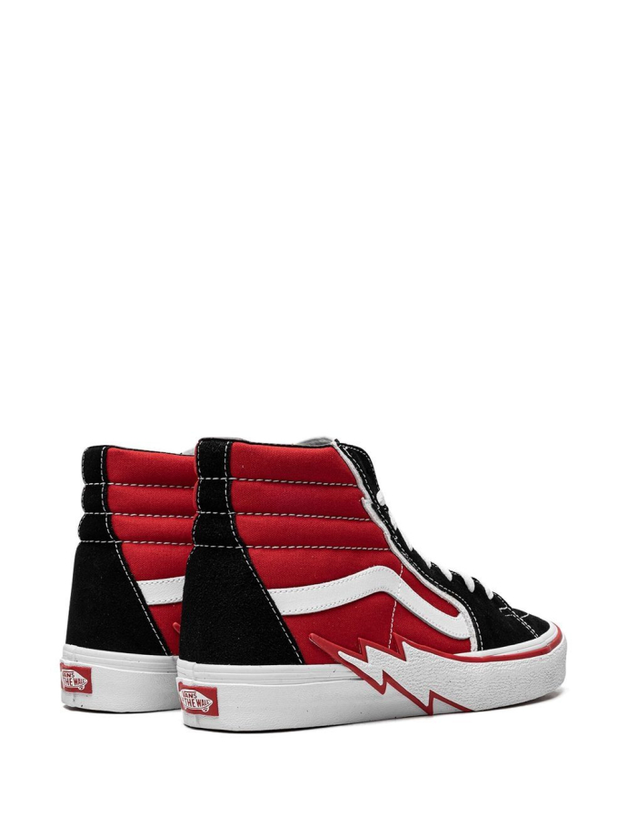 High top vans hot sale red and black