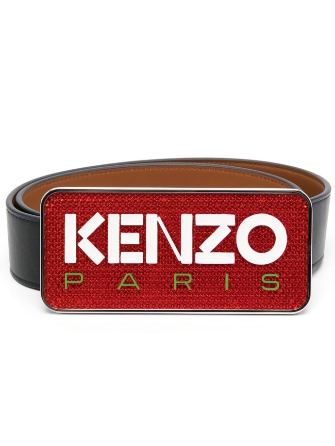 Kenzo Logo plaque leather belt FD55CE014L25 Meet Market