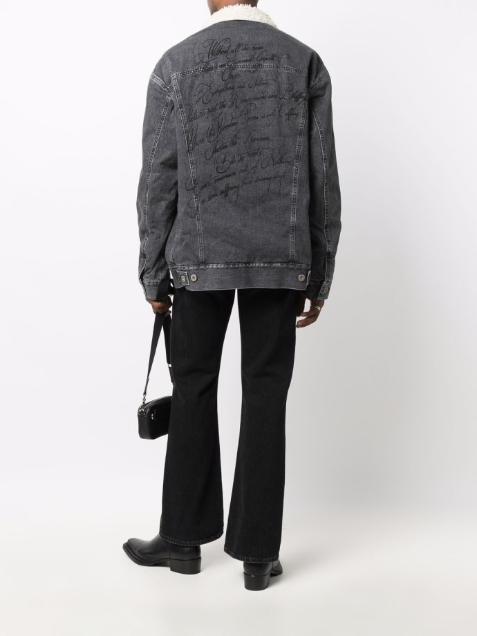 Denim jacket with faux shearling collar sales