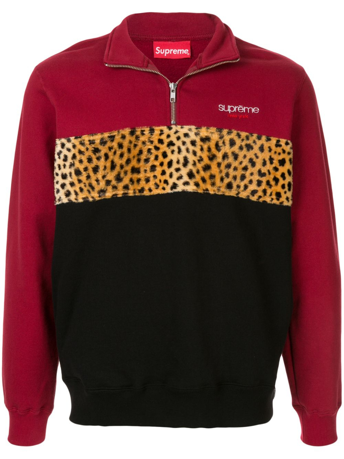 Supreme Leopard panel half zip sweatshirt SU6046 Meet Market