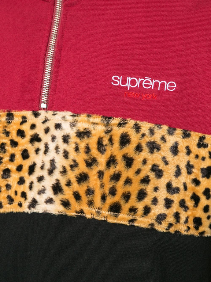 Supreme Leopard panel half zip sweatshirt SU6046 Meet Market