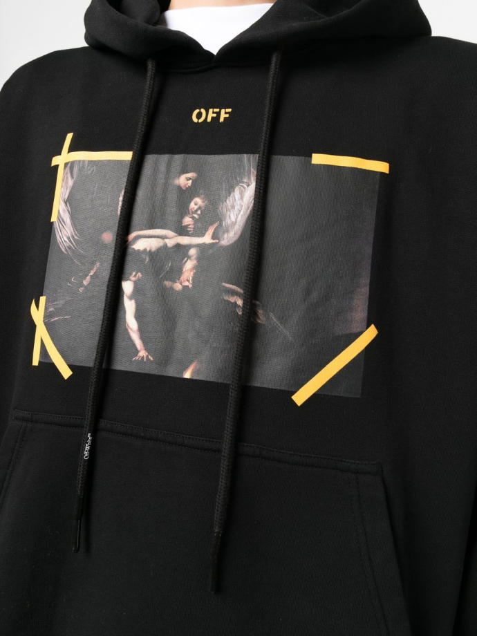 Off White Arrows Caravaggio print hoodie OMBB085C99FLE0091001 Meet Market