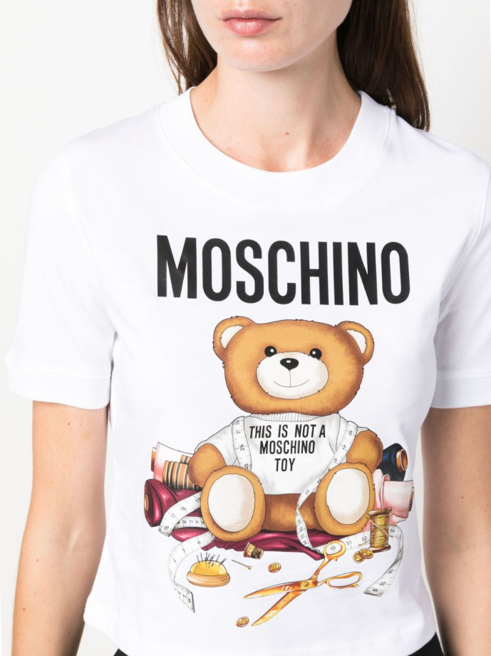 Moschino Toy Bear print organic cotton T shirt V07115541 Meet Market