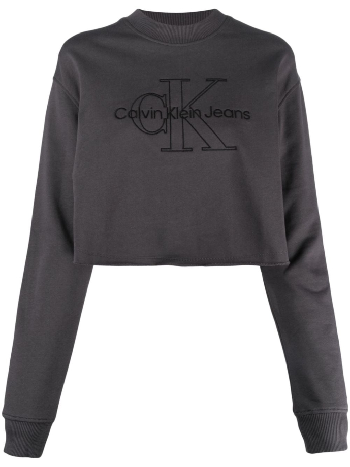 Calvin Klein Jeans Monogram embroidered cropped sweatshirt J20J220696 Meet Market