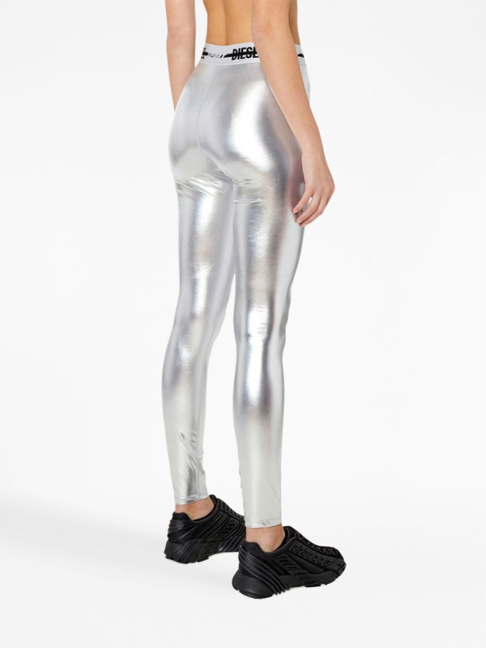 White metallic leggings discount