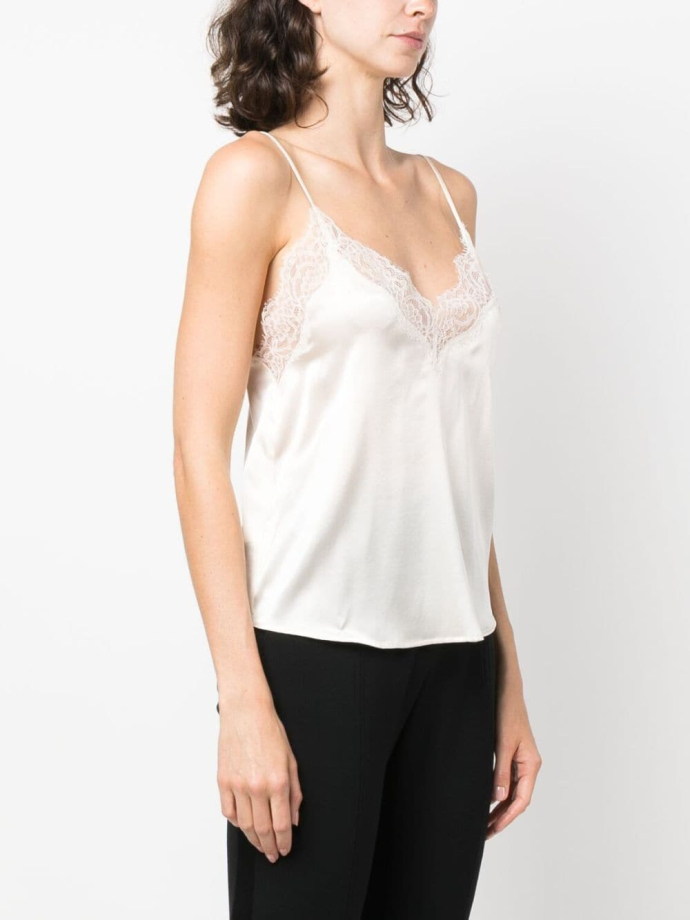 Satin tank top with 2024 lace