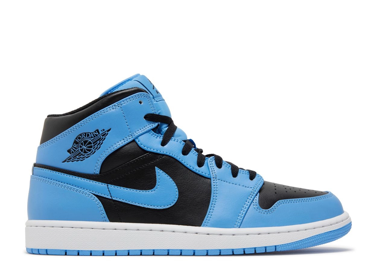 Air Jordan 1 Mid University Blue Black фото
