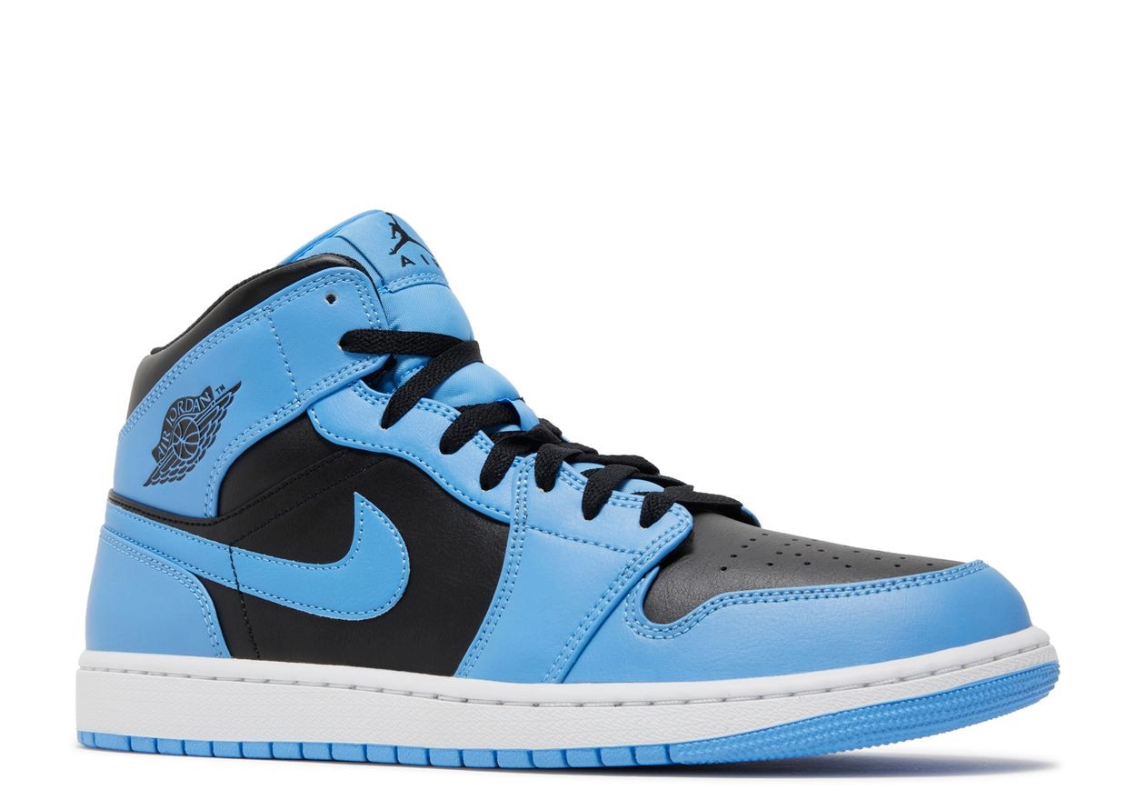 Air Jordan 1 Mid University Blue Black фото