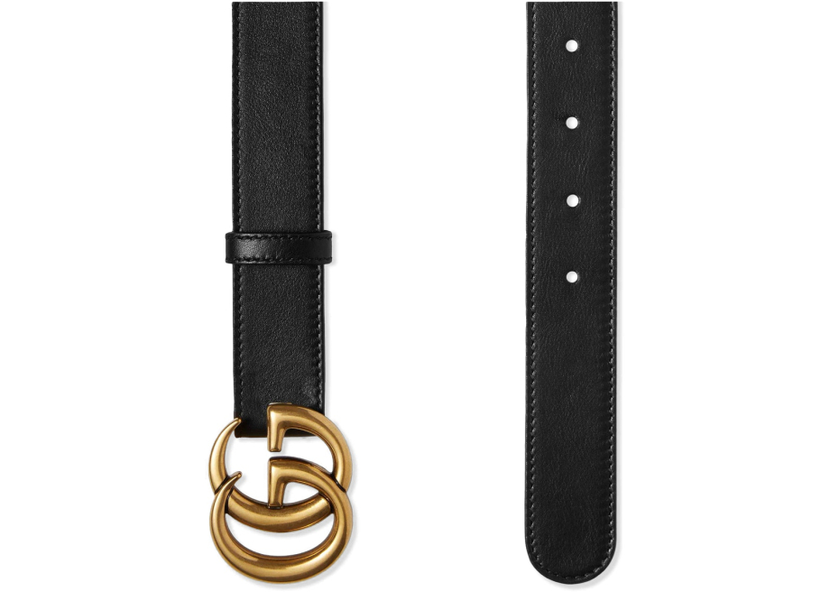 Gucci black leather belt with sales double g buckle