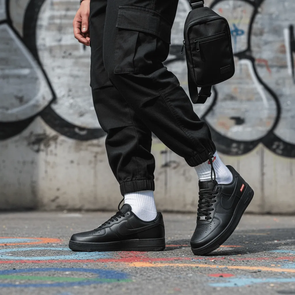 Купить кроссовки Nike Air Force 1 Low чёрного цвета в интернет